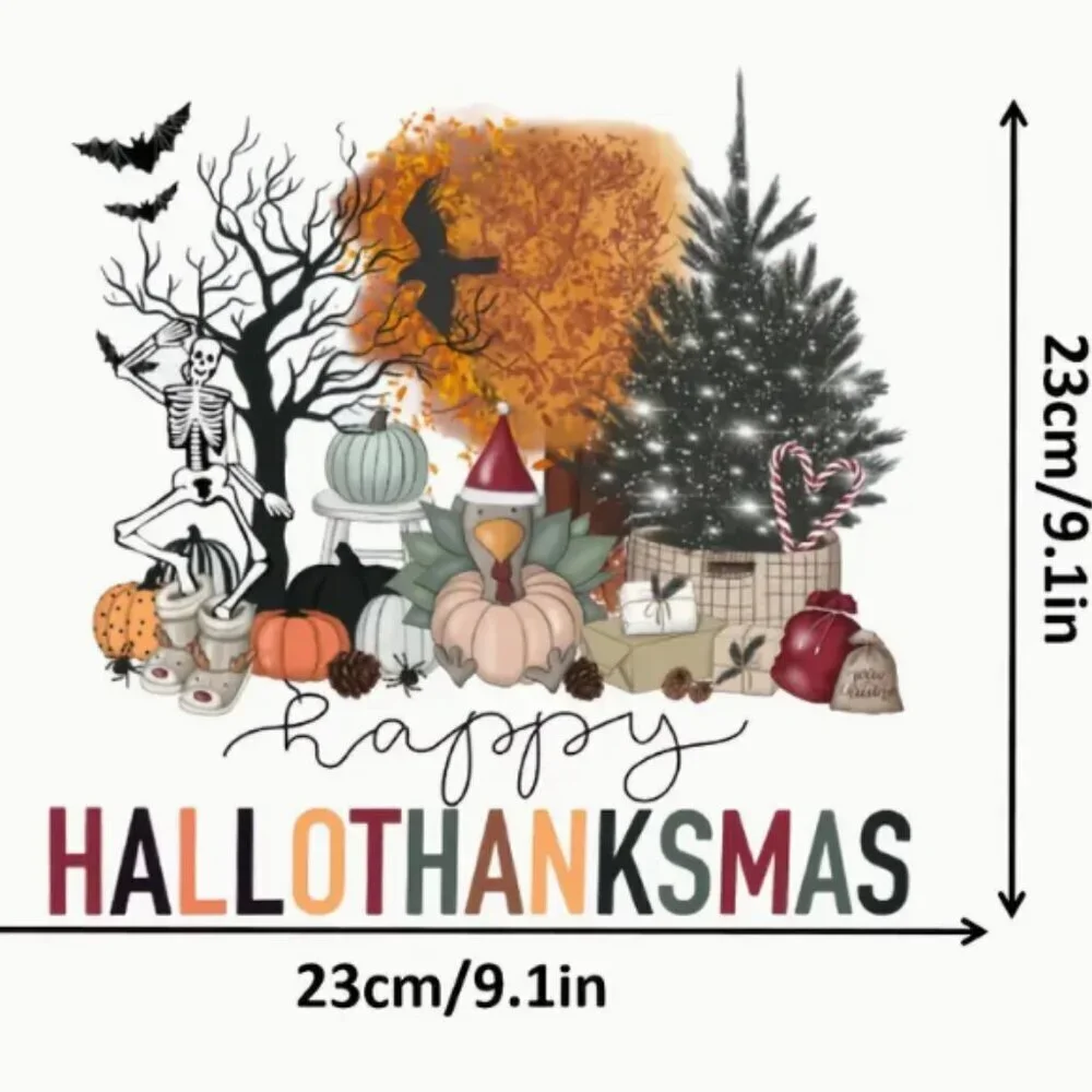 HAPPYHALLOTHANKSMAS DIY Heat Transfer Patch